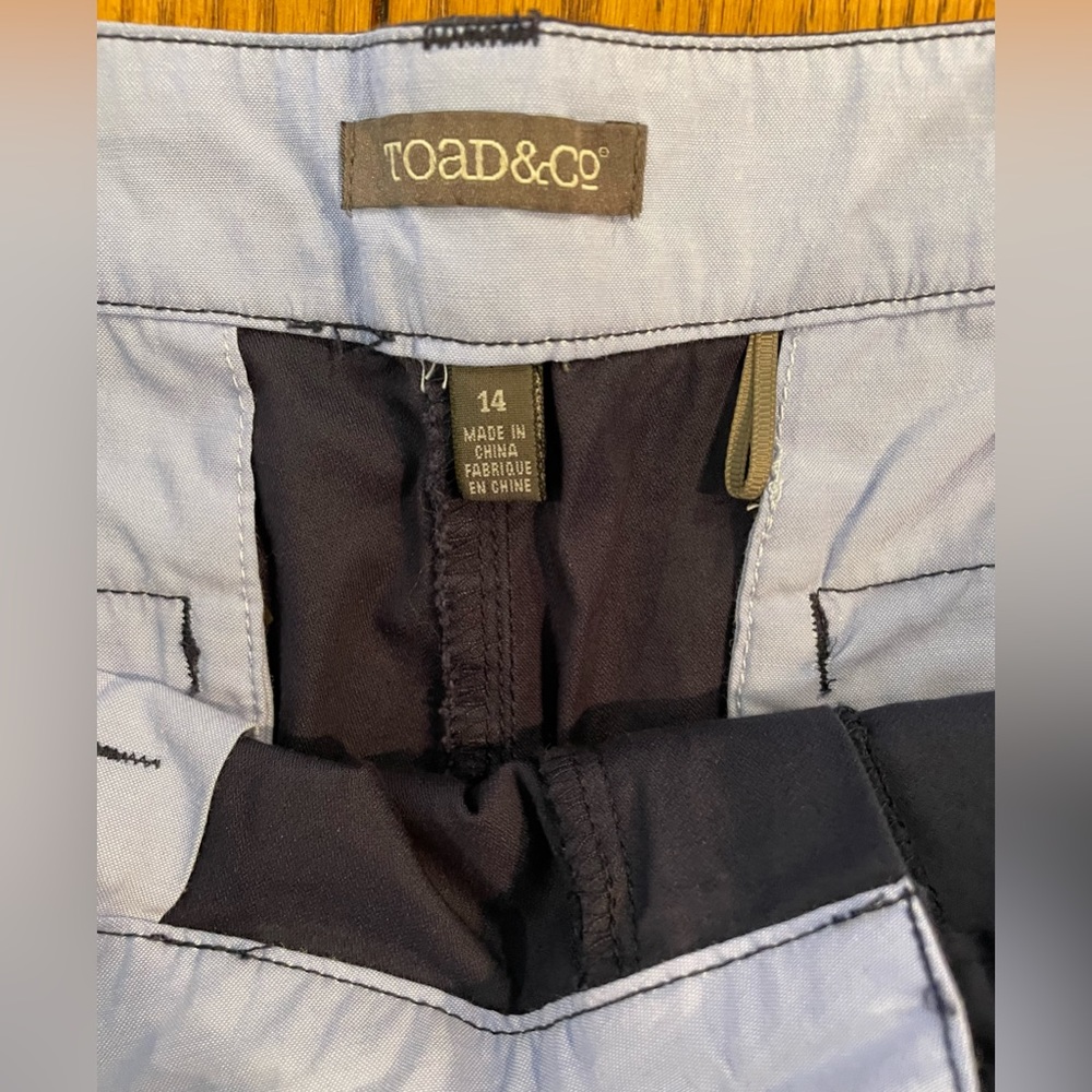 EUC Women’s Toad & Co navy classic 5 pocket shorts, size 14 - Picture 3 of 5